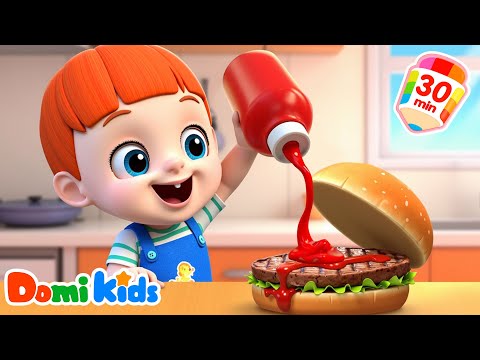 一鍵GET多米的專屬美食餐廳!🍝| 快來拿同款TOP熱門漢堡哦~🍔 | 寶寶最愛的美食 | 幼兒趣味認知 | 早教益智動畫合集 | 寶貝多米
