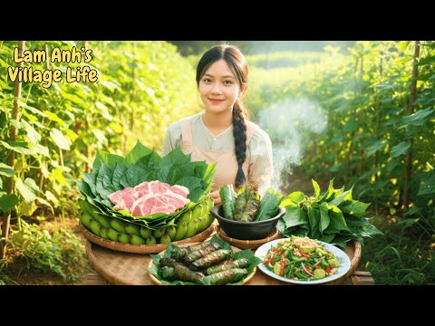 Harvesting And Cooking Vlog 11:Cooking Dishes With Meat, Piper Lolot, And Green Bananas With Lam Anh