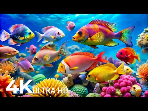 DREAM AQUARIUM 4K - Marine Life, Sea Animals and Coral Reef - Fish Tank Sounds for Deep Sleep #46