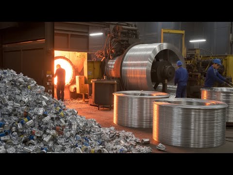 Incredible Process of Recycling Aluminium Can Scrap into Shiny Silver Wire