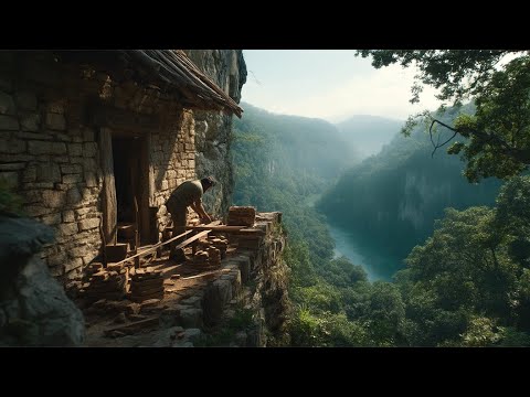 How I Survived on a Cliff: Built Shelter, Heated Floor & Found Food in the Wild