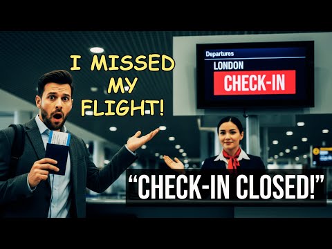 Late for Flight at the Airport | Airport English Conversation & Vocabulary | Clear Voice English