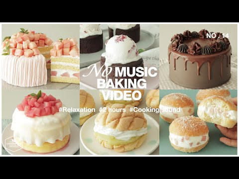 2 hours No Music Baking ASMR Video | Relaxing Sounds for Sleep|Chocolate Cake,Cheesecake,peach Bread