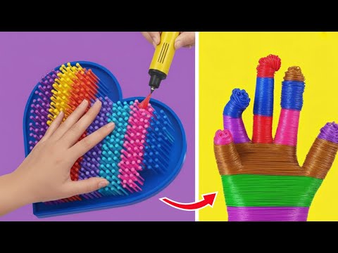 창의력을 마음껏 발휘하세요: 원 컬러 챌린지😍 123GO의 3D 펜 대 핫 글루 공예