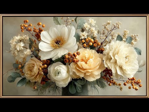 Elegant Winter Floral Still Life | Art Framed Screensaver | Art for Your TV 4K