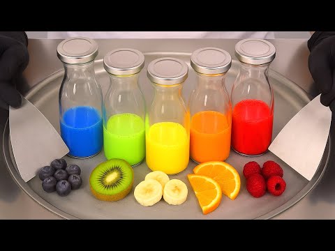 Fruit Rainbow Ice Cream Rolls Cup – So Satisfying | ASMR