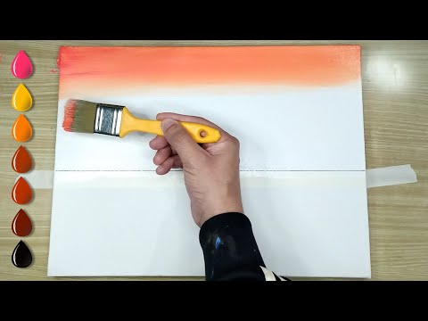 Sunset on Deserted Beach / Acrylic Painting For Beginners