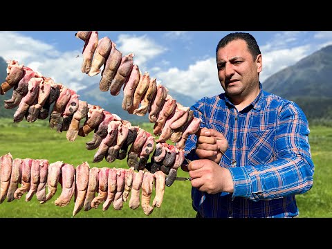 Tender Lamb Tongue Kebab π₯©π₯ β Cooked in a Scenic Mountain Village!