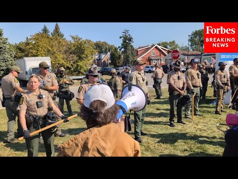 Demonstrators Face Off With Law Enforcement During Protest Outside Broadview, Illinois, ICE Facility