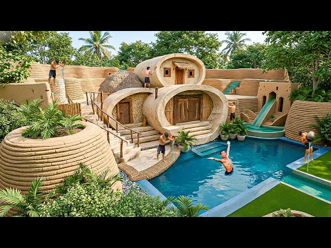 150 Days Building an Underground Eco House with Curved Architecture and Pool Using Primitive Tools