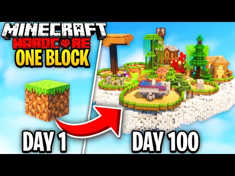 I Survived 100 Days On One Block Skyblock In Minecraft Hardcore!