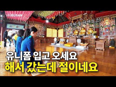 세계최초 유니폼 입고 절에 간 승무원들