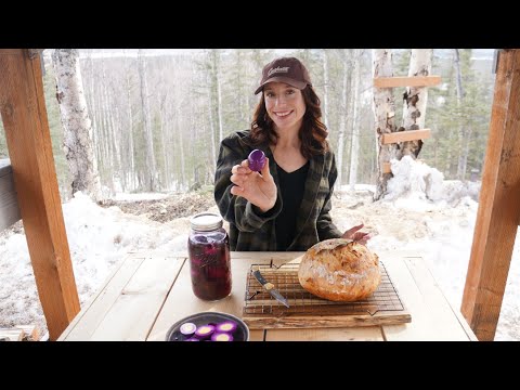 Alaska Bush Living & Off Grid Cooking: Pickled Eggs & Bacon Sourdough |  Homestead Kitchen Ep. 6