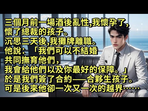 三個月前一場酒後亂性，我懷孕了，懷了總裁的孩子。沉思三天後，我攤牌離職。他說：「我們可以不結婚共同撫育他們，我會給他們以及你最好的保障。」於是我們簽了合約——合夥生孩子。可是後來他卻一次又一次的越界