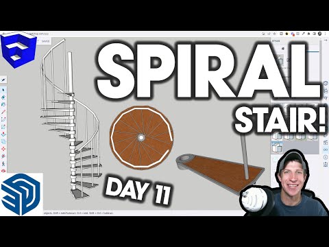 Learn SketchUp in 30 Days DAY 11 - Spiral Stair!