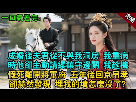 完結古言爽文：成婚三年夫君從不與我洞房，我重病時他卻主動請纓鎮守邊關。我趁機假死離開將軍府，五年後回京吊孝卻赫然發現，埋我的墳怎麼沒了？#小説 #原創 #古風 #古言 #完結 #故事 #爽文 #追妻