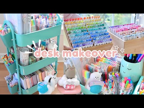 Desk + stationery organization makeover ✧･ﾟ:*⋆୨୧˚