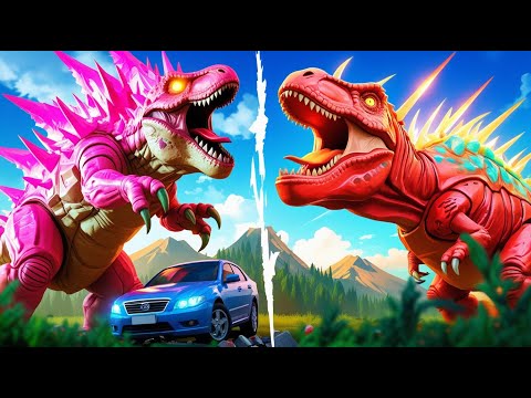 NEW Dinosaurs T-Rex Evolution vs All 3X Head Dinosaurs Fighting in Epic Jurassic World