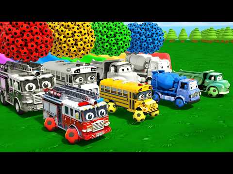 Wheels On the Bus + Finger Family-soccer balls instead of wheels (learn colors) Baby Nursery Rhymes