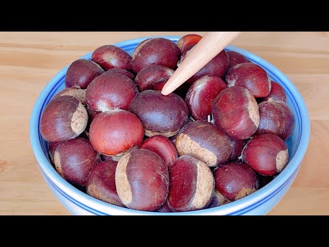 秋天多吃板栗，教你快速剥皮窍门，不用烤箱不用热水，自动就脱皮  。 板栗 ，Chestnut， शाहबलूत    。