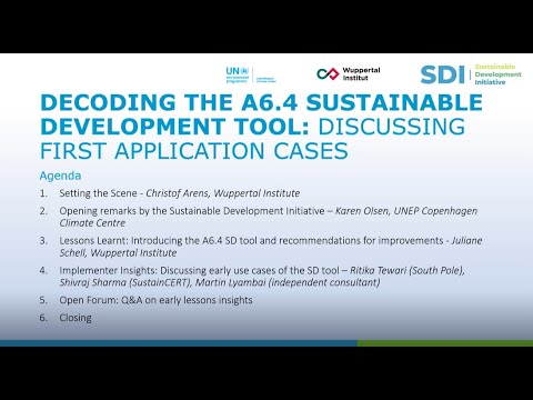 Webinar: Decoding the Art  6 4 Sustainable Development tool Discussing first application cases