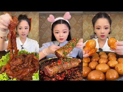 ASMR Mukbang |"BIG BITE" Chinese Girls Eating Pork Belly" Enjoying Delicious Treats, 음식 먹방 모음이 #787