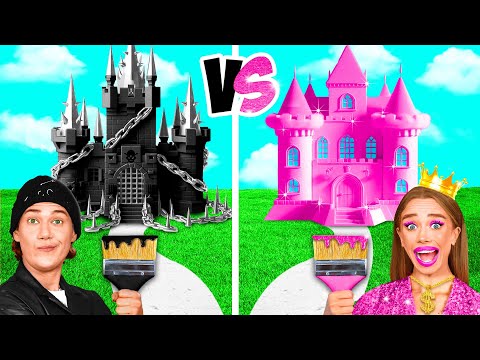 One Colored House Challenge | Pink vs Black by BaRaDa Challenge