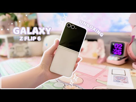 Samsung Galaxy Z Flip 6 aesthetic unboxing 🤍 LED card + sanrio theme + good lock + camera test