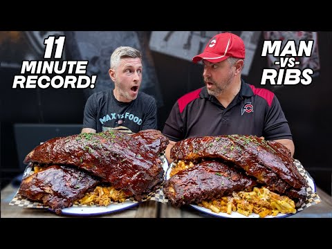 "YOU'LL NEVER BEAT SCOTT OR LEAH!" 5,000 CALORIE MAN VS RIBS CHALLENGE WITH RANDY SANTEL