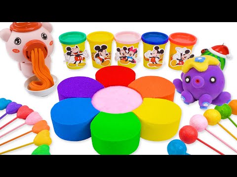 DIY Satisfying Rainbow Slime Pond Flower With Playdoh Noodles Machine | Rio Sand DIY