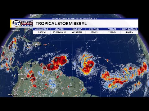 TROPICS: TS Beryl on track to become Major Hurricane