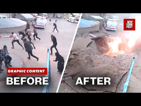 Shocking moment Israeli airstrike hits Gaza hospital 'Hamas command center'