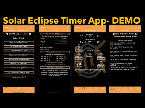 2024 Total Solar Eclipse. Phone App- Solar Eclipse Timer (SET), by Gordon Telepun.  DEMO
