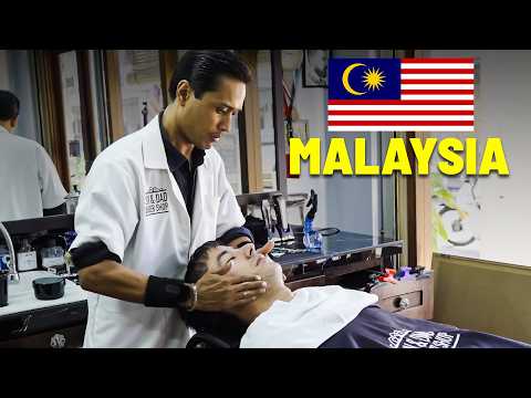 🇲🇾 Old School Malaysian Barbershop | Relaxing Hot Towel Shave & Face Massage 😴 Son & Dad Barbershop