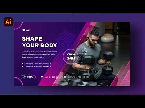 How To Make Modern Landscape Social Media Banner | GYM Fitness| Adobe illustrator Tutorial