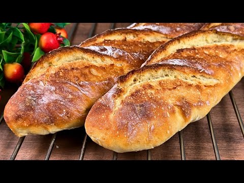 The Secret to PERFECT Baguettes 👉 No Kneading, No Shaping🎯Just Mix & Wait!