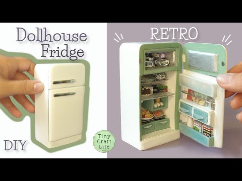 RETRO REFRIDGERATOR From Scratch #DollhouseKitchen #MiniatureFridge #RetroFridge #RetroKitchen #DIY