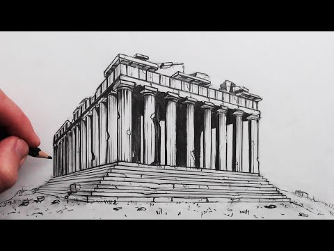 How to Draw The Parthenon Greek Temple: Old and New