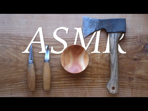 Carving a Small Wooden Bowl - ASMR Wood Carving