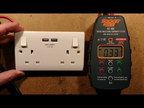 500V insulation test of a British General USB socket.