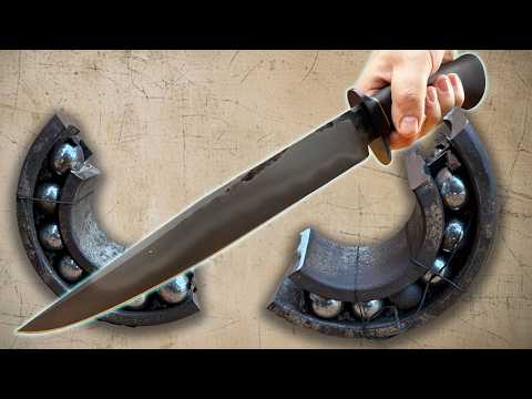 Big Bowie Knife from rusty old bearing
