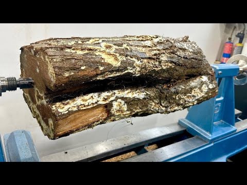 Woodturning - A Rotten Hawthorn Log 🍄 