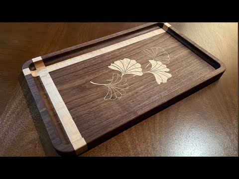Charcuterie Tray with Ginkgo Leaves || CNC Inlay || Making Process || Wood Inlay