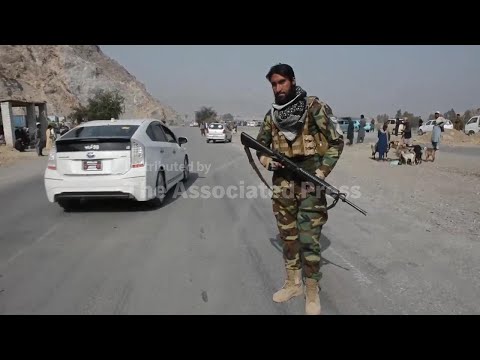 Taliban fighters patrol in border area as tension with neighbouring Pakistan escalates