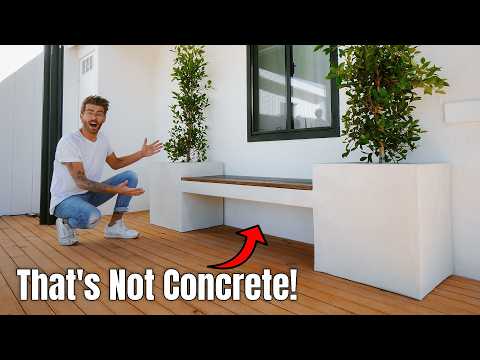 DIY Modern Outdoor Bench / Planter Combo Using Faux "Concrete"
