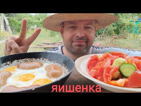 MUKBANG SCRAMBLED EGGS with sausages/glutton's dacha breakfast