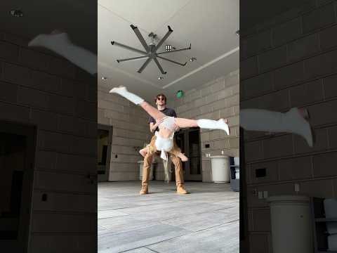 Forcing my boyfriend to learn gymnastics tricks🤸‍♀️ #shorts