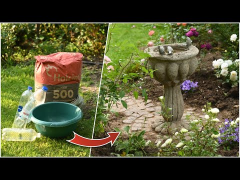 Из пластиковых бутылок и тазика Фикс Прайс - декоративная купальня для птиц своими руками