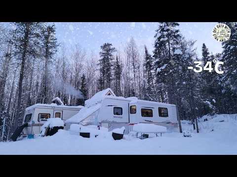 SURVIVING Freezing Temperatures and Massive Snow Storm Living Off-Grid in 2 Trailers in the Woods