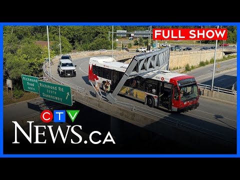 OC Transpo bus crashes into overhead sign | CTV News Ottawa at Six for Wednesday, August 14, 2025